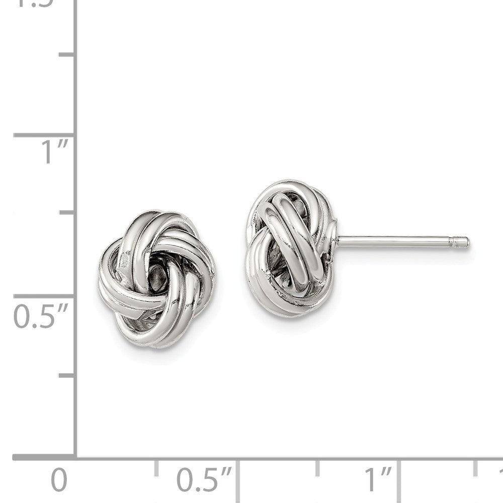 Alternate view of the 9mm Grooved Love Knot Earrings in Sterling Silver by The Black Bow Jewelry Co.
