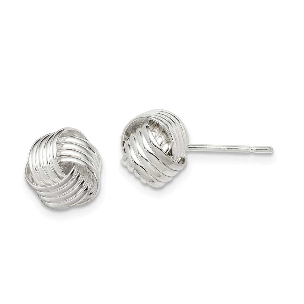 10mm Ridged Love Knot Earrings in Sterling Silver, Item E10525 by The Black Bow Jewelry Co.