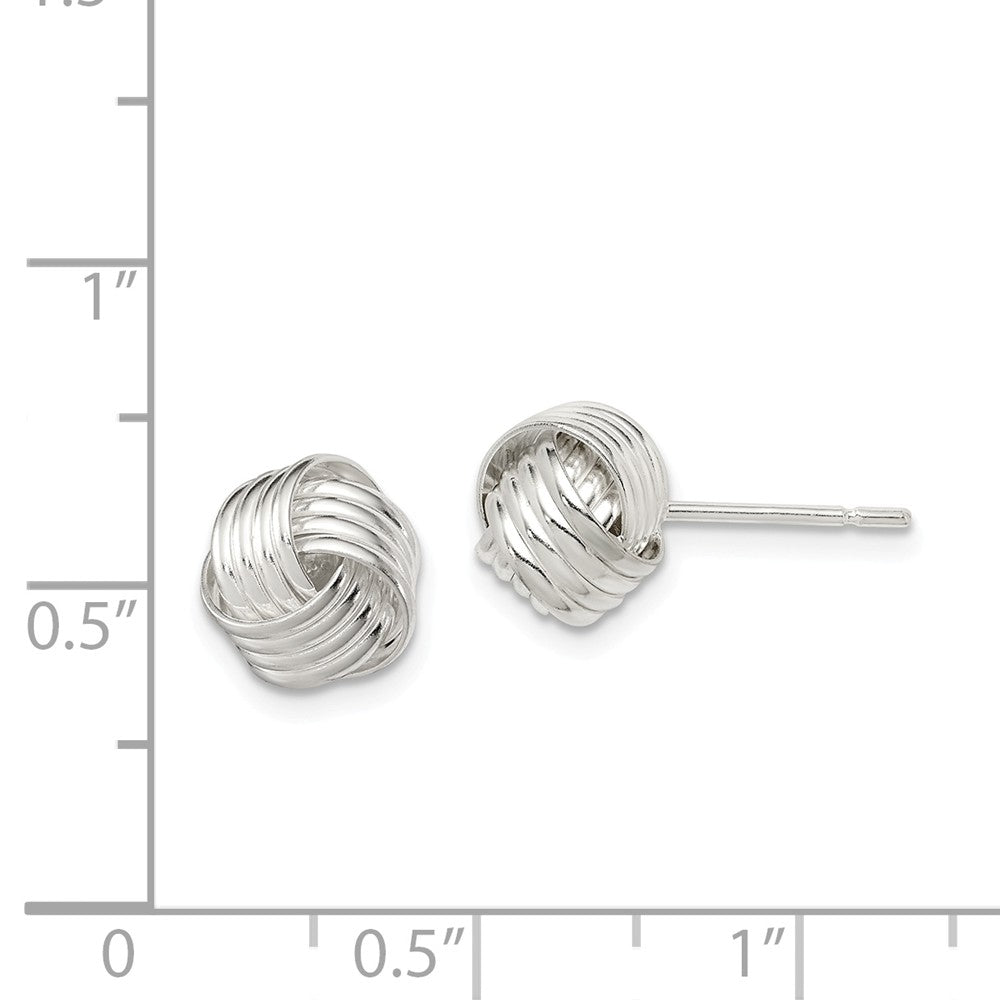 Alternate view of the 10mm Ridged Love Knot Earrings in Sterling Silver by The Black Bow Jewelry Co.