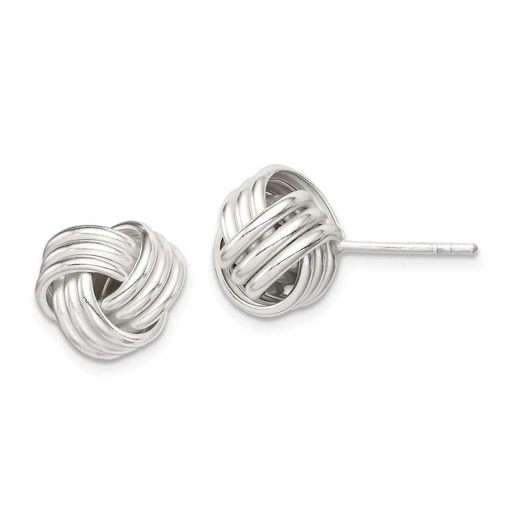 12mm Ridged Love Knot Earrings in Sterling Silver, Item E10526 by The Black Bow Jewelry Co.