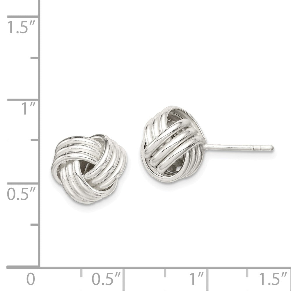 Alternate view of the 12mm Ridged Love Knot Earrings in Sterling Silver by The Black Bow Jewelry Co.