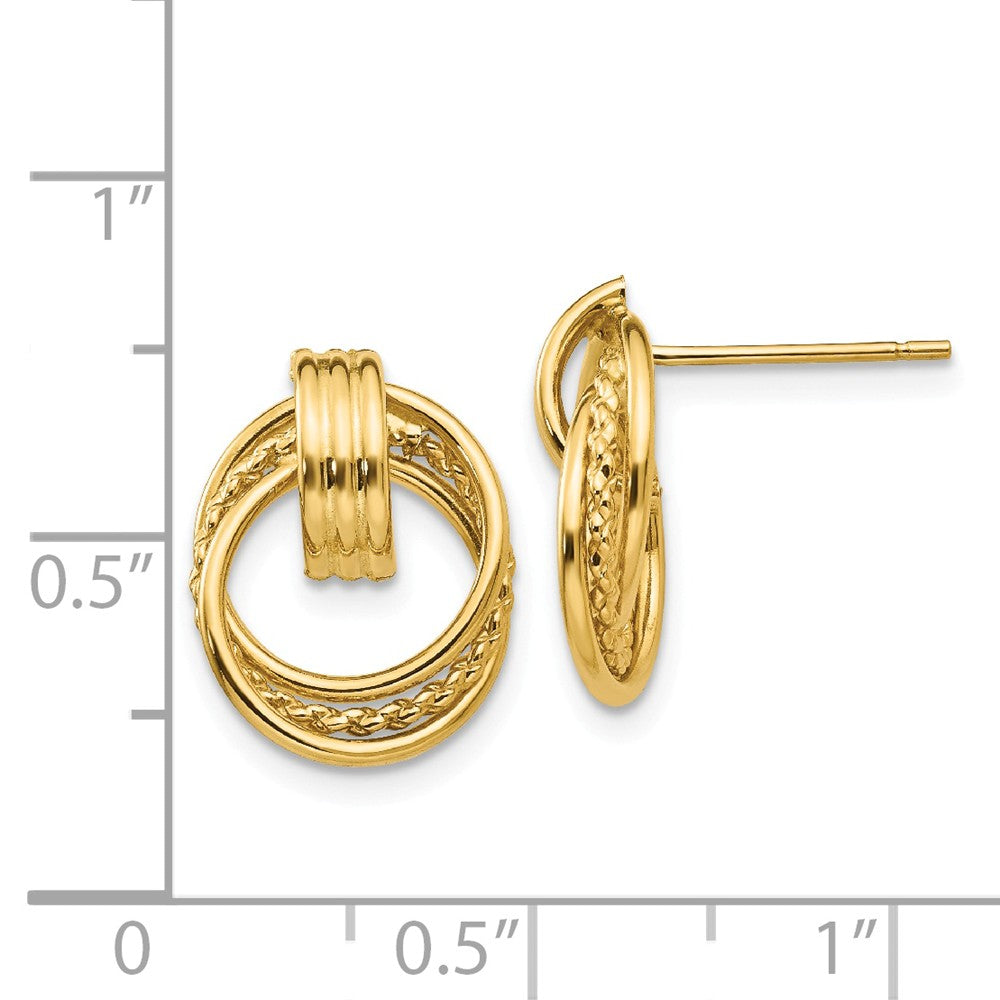 Alternate view of the Polished and Twisted Circle Post Earrings in 14k Yellow Gold by The Black Bow Jewelry Co.