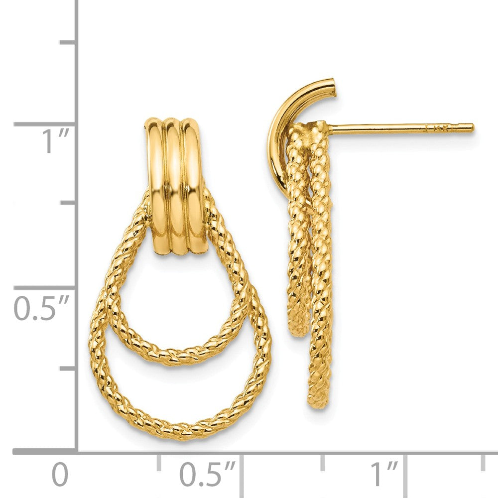 Alternate view of the Twisted Double Teardrop Post Earrings in 14k Yellow Gold by The Black Bow Jewelry Co.