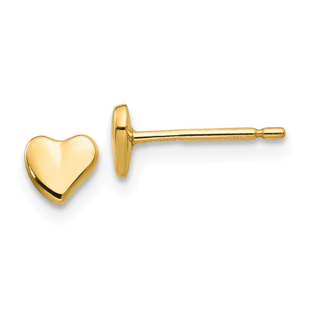 4mm Solid Heart Post Earrings in 14k Yellow Gold, Item E10548 by The Black Bow Jewelry Co.
