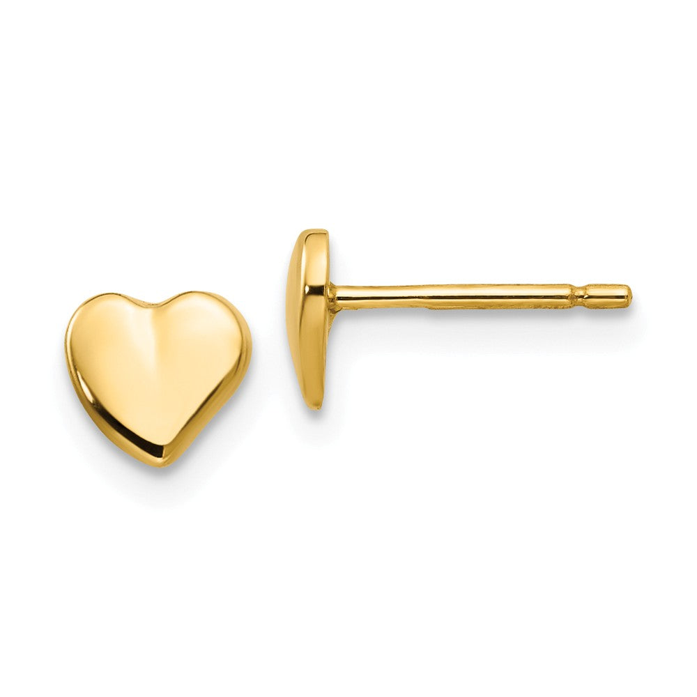 6mm Solid Heart Post Earrings in 14k Yellow Gold, Item E10549 by The Black Bow Jewelry Co.