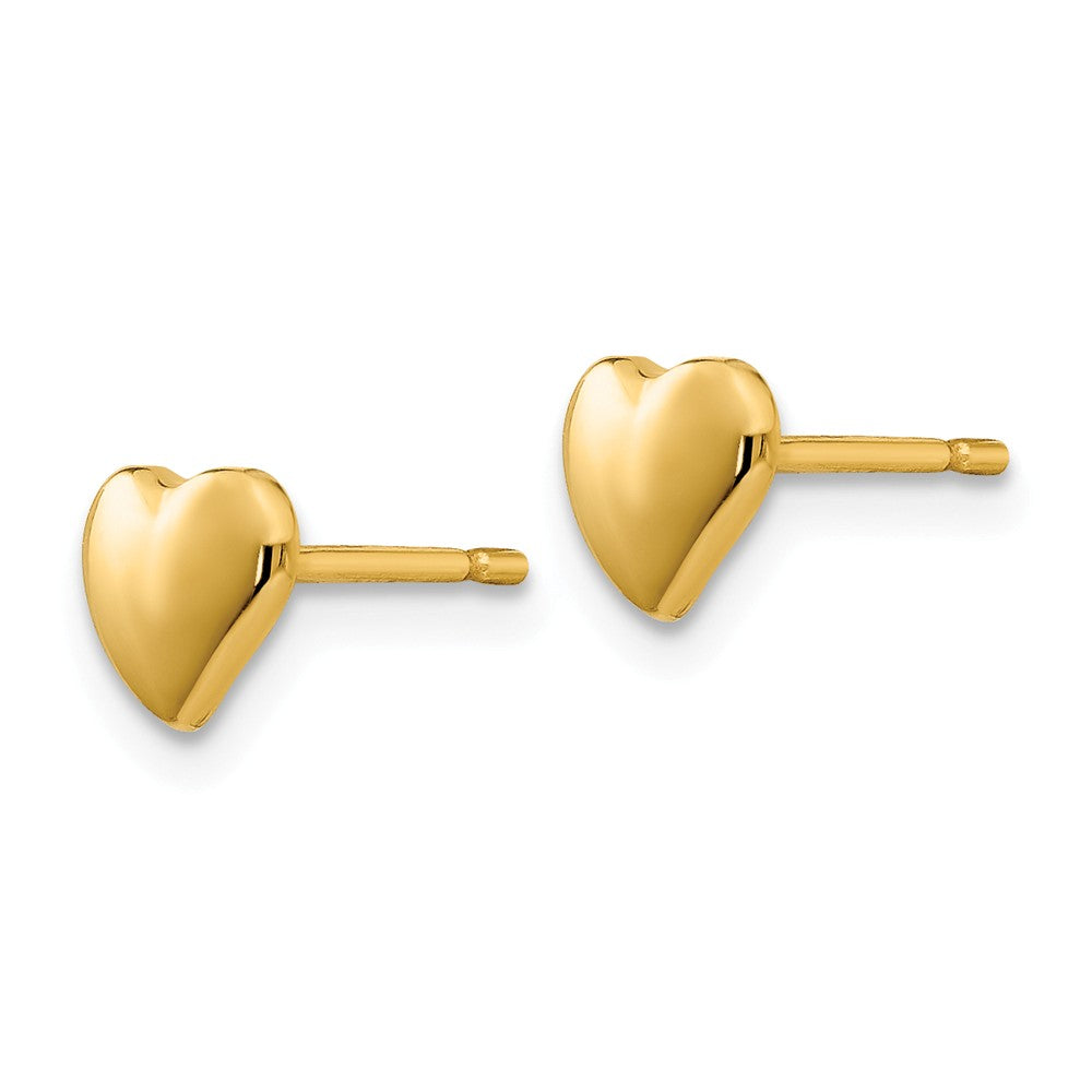 Alternate view of the 6mm Solid Heart Post Earrings in 14k Yellow Gold by The Black Bow Jewelry Co.