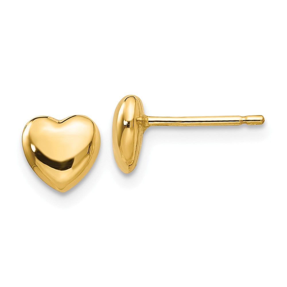 6mm Puffed Heart Post Earrings in 14k Yellow Gold, Item E10550 by The Black Bow Jewelry Co.