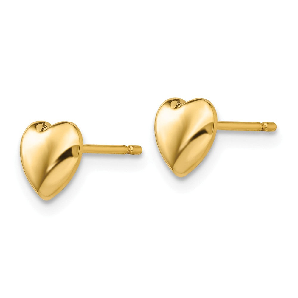 Alternate view of the 6mm Puffed Heart Post Earrings in 14k Yellow Gold by The Black Bow Jewelry Co.