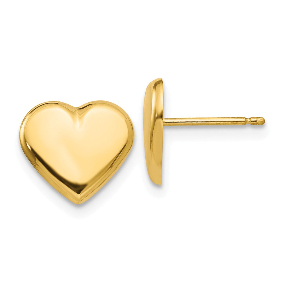 10mm Polished Heart Post Earrings in 14k Yellow Gold, Item E10551 by The Black Bow Jewelry Co.