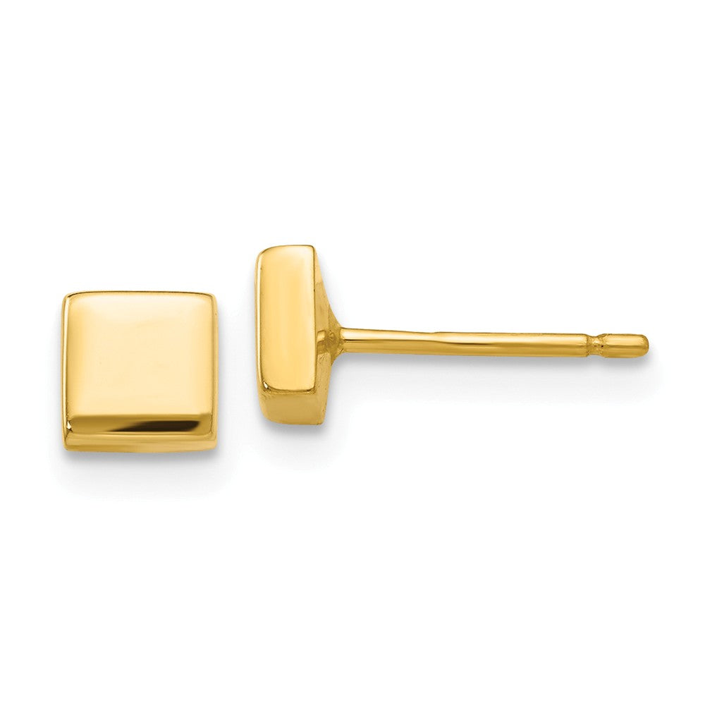 4mm Polished Square Post Earrings in 14k Yellow Gold, Item E10555 by The Black Bow Jewelry Co.