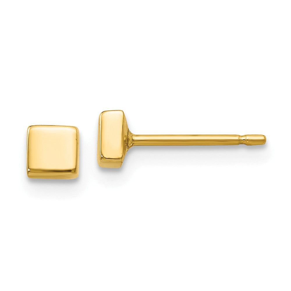 3mm Polished Square Post Earrings in 14k Yellow Gold, Item E10556 by The Black Bow Jewelry Co.