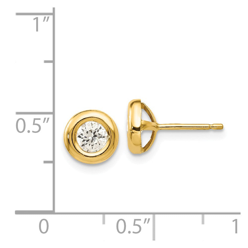 Alternate view of the 6mm Cubic Zirconia Post Earrings in 14k Yellow Gold by The Black Bow Jewelry Co.