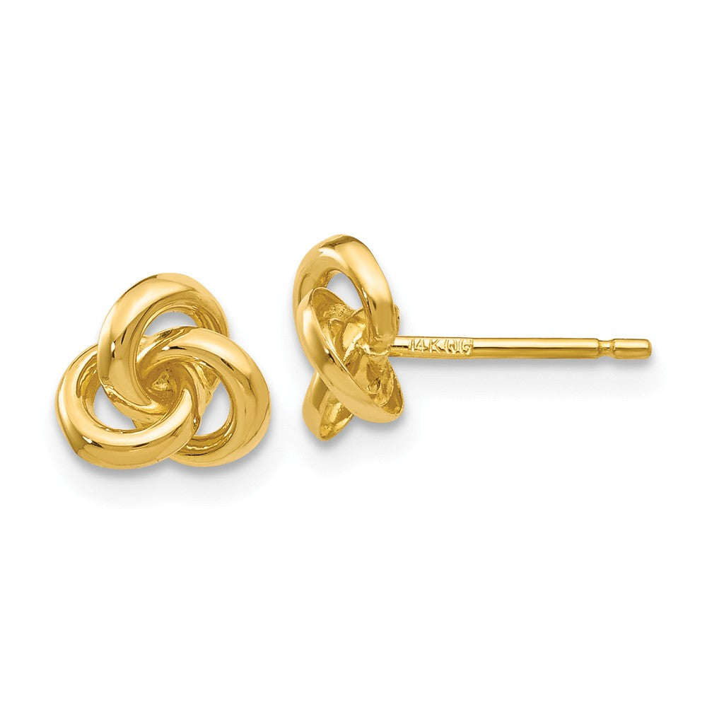 7mm Love Knot Post Earrings in 14k Yellow Gold, Item E10564 by The Black Bow Jewelry Co.