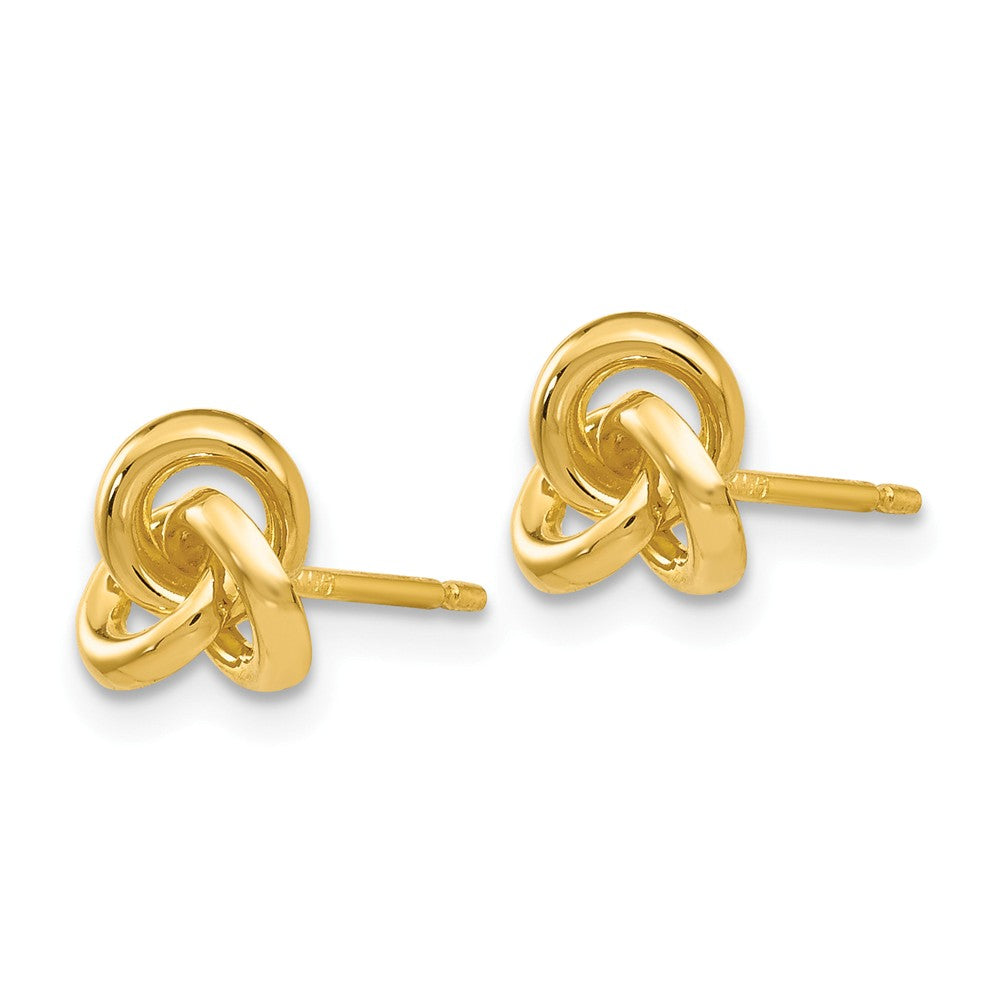 Alternate view of the 7mm Love Knot Post Earrings in 14k Yellow Gold by The Black Bow Jewelry Co.