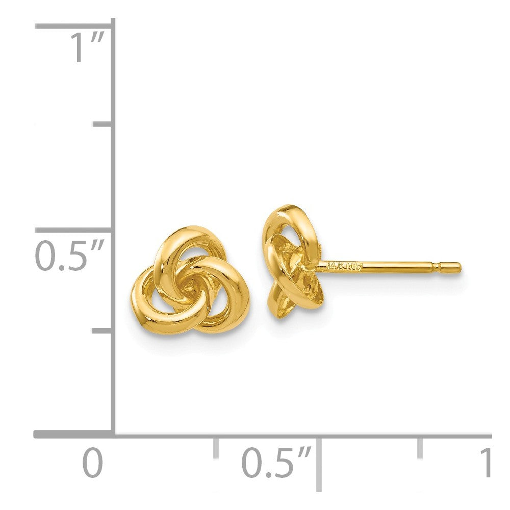 Alternate view of the 7mm Love Knot Post Earrings in 14k Yellow Gold by The Black Bow Jewelry Co.