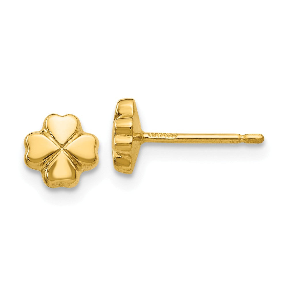 5mm Four Leaf Clover Post Earring in 14k Yellow Gold, Item E10569 by The Black Bow Jewelry Co.