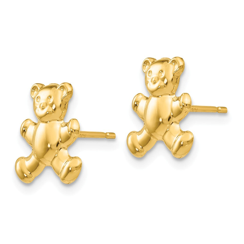 14K White Gold Childrens Teddy Bear Safety Back Earrings