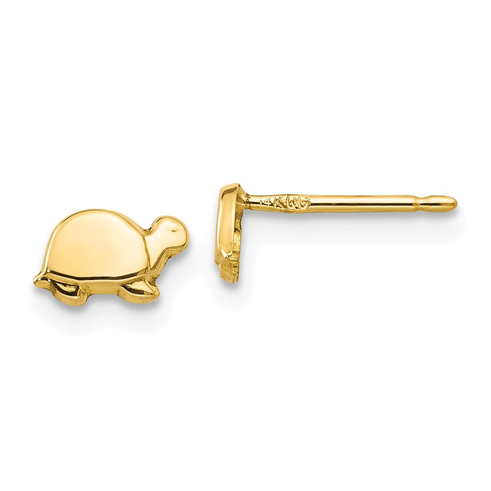 Kids 6mm Mini Turtle Post Earrings in 14k Yellow Gold, Item E10572 by The Black Bow Jewelry Co.