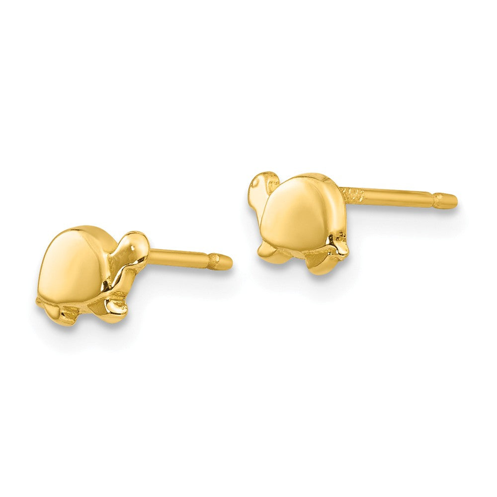 Alternate view of the Kids 6mm Mini Turtle Post Earrings in 14k Yellow Gold by The Black Bow Jewelry Co.