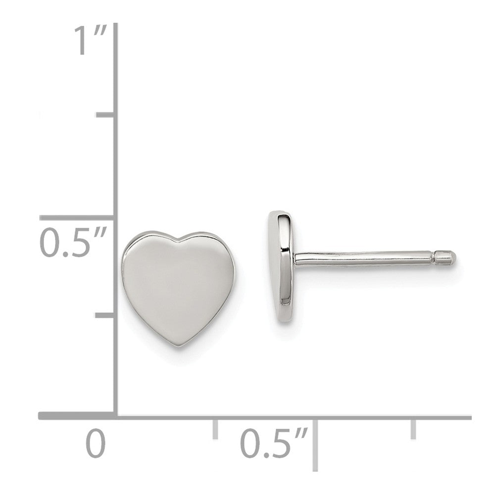 Alternate view of the Kids 7mm Polished Heart Post Earrings in Sterling Silver by The Black Bow Jewelry Co.
