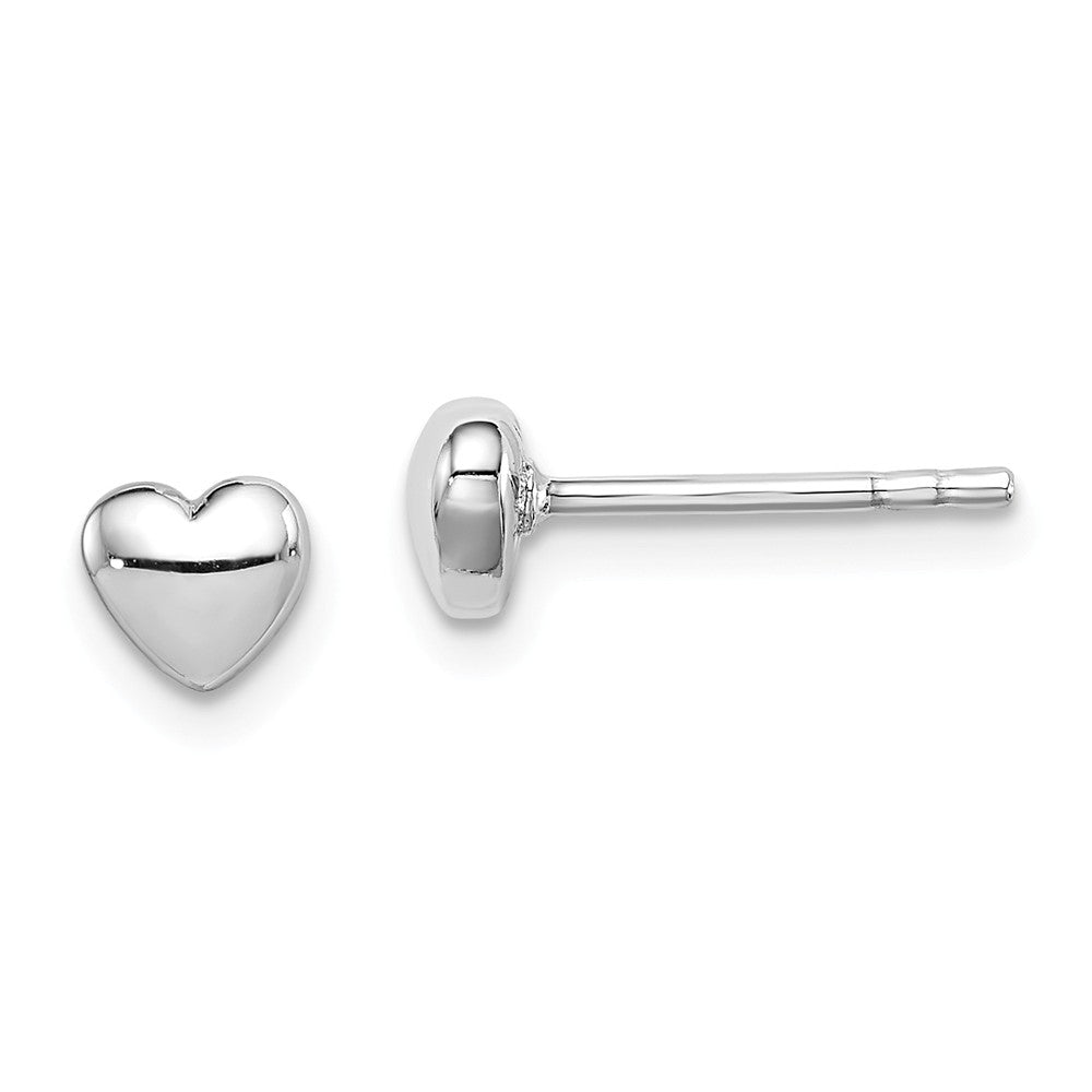 5mm Polished 3D Heart Post Earrings in Sterling Silver, Item E10588 by The Black Bow Jewelry Co.