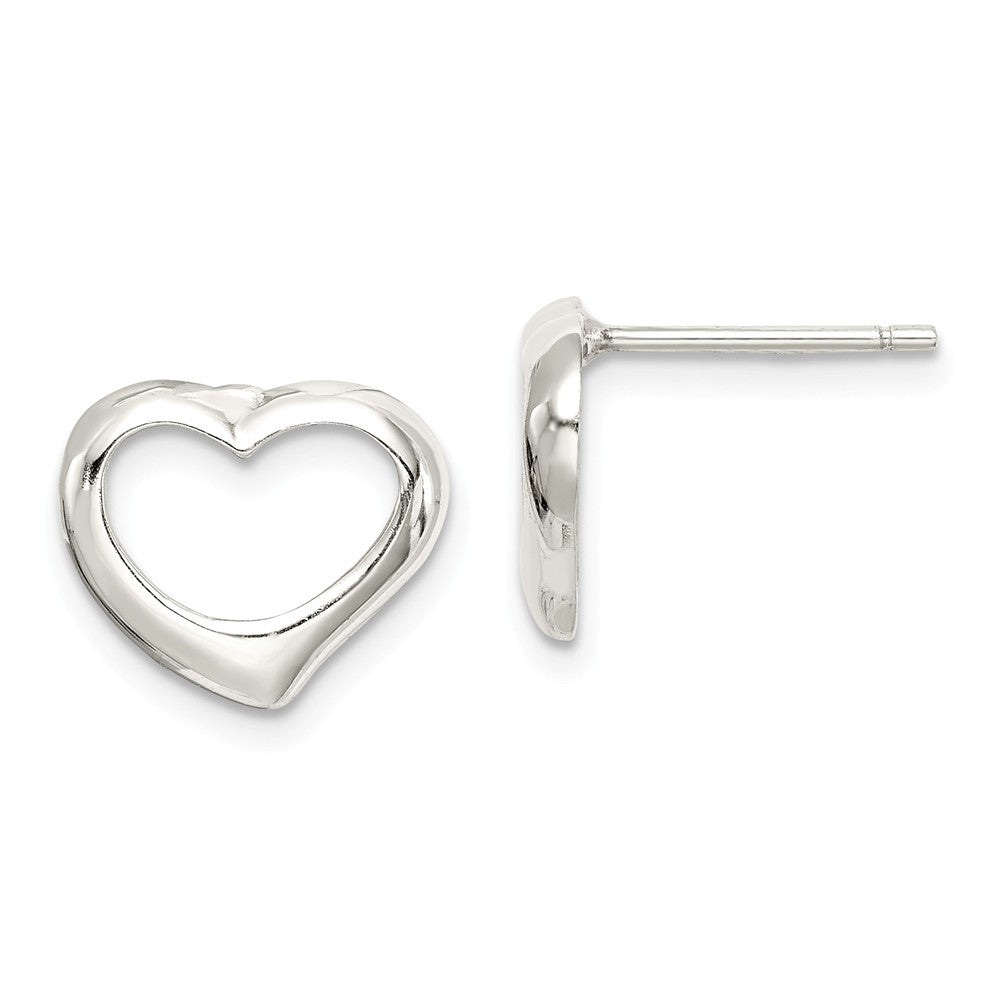 12mm Open Heart Post Earrings in Sterling Silver, Item E10589 by The Black Bow Jewelry Co.
