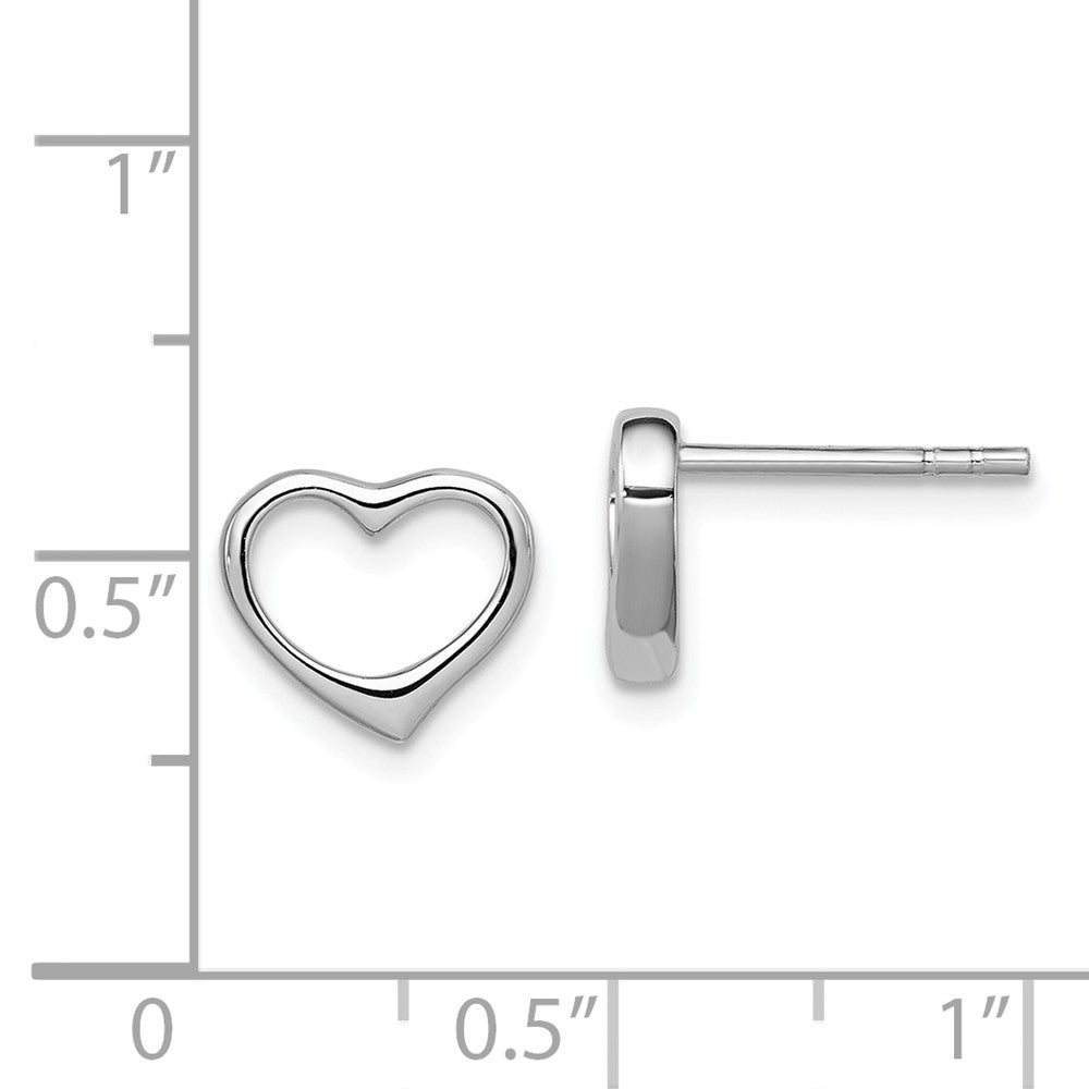 Alternate view of the 10mm Open Heart Post Earrings in Sterling Silver by The Black Bow Jewelry Co.