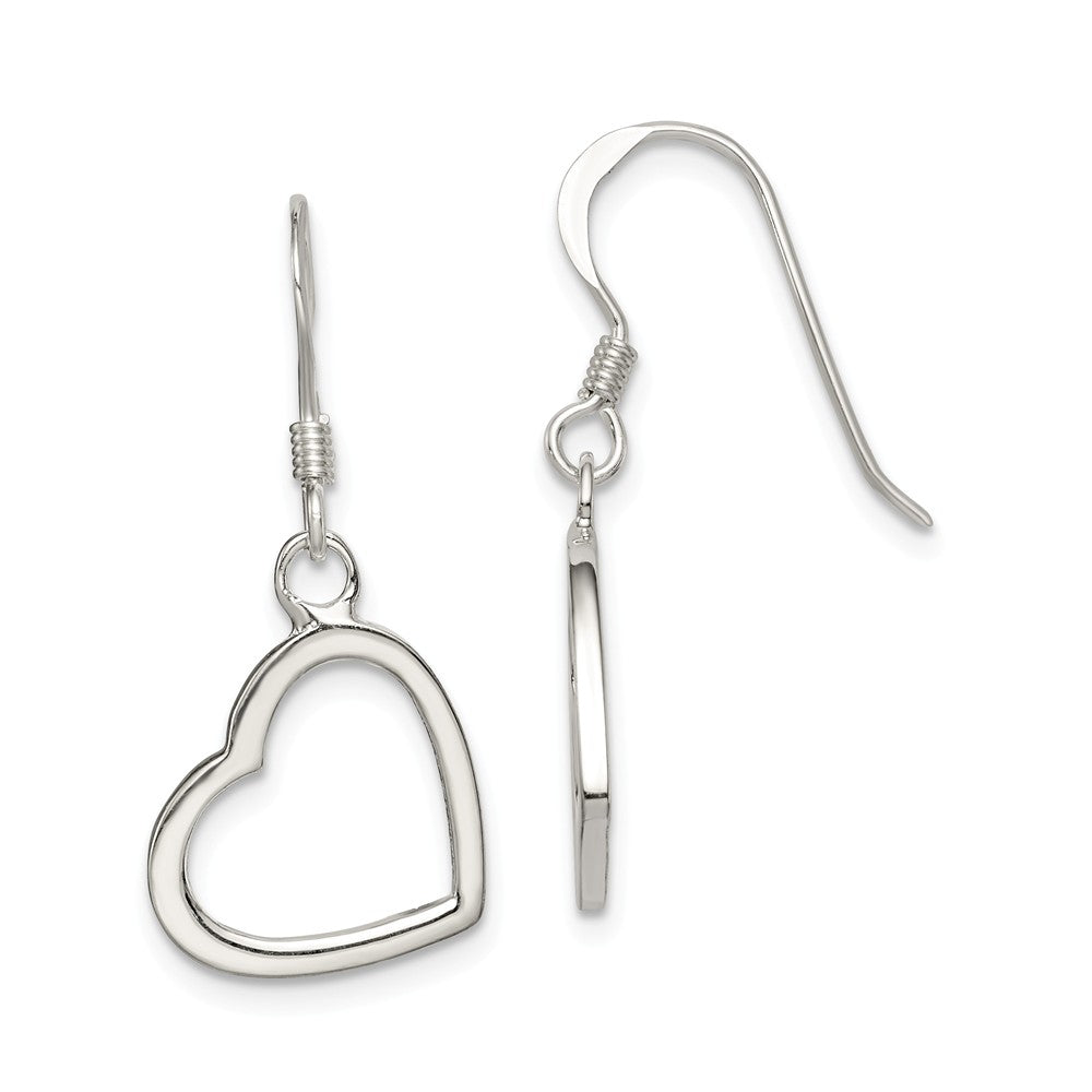 12mm Open Heart Dangle Earrings in Sterling Silver, Item E10596 by The Black Bow Jewelry Co.