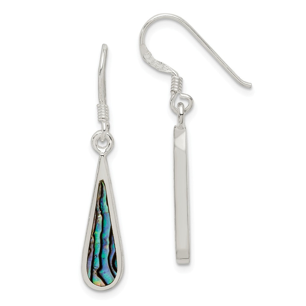 Abalone Teardrop Dangle Earrings in Sterling Silver, Item E10614 by The Black Bow Jewelry Co.