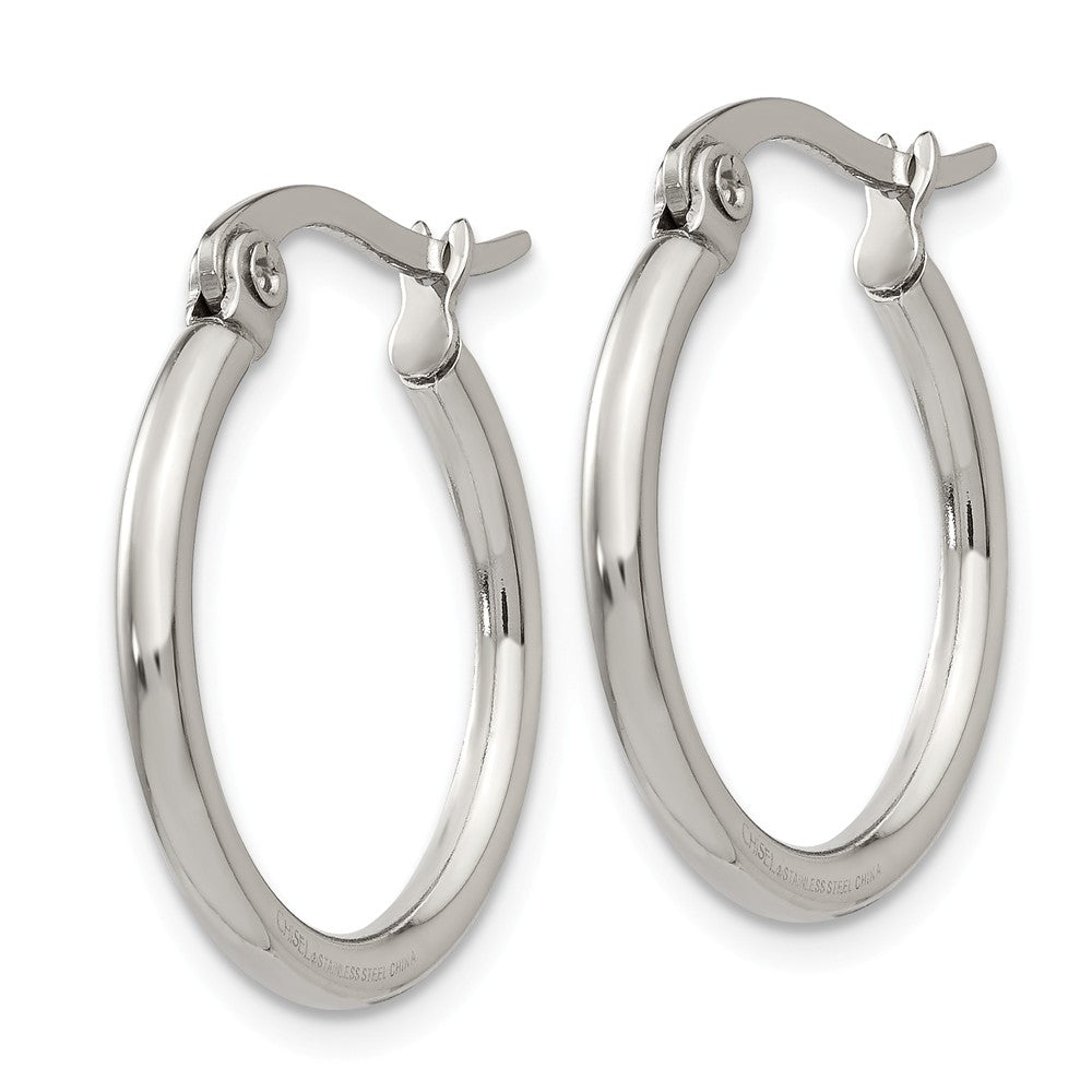 Alternate view of the 2mm Stainless Steel Classic Round Hoop Earrings - 19.5mm (3/4 Inch) by The Black Bow Jewelry Co.