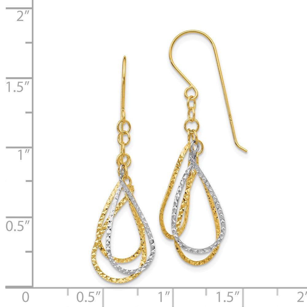 10kt Gold Two-Tone Diamond-Cut Open Flower Drop Earrings - Walmart.com