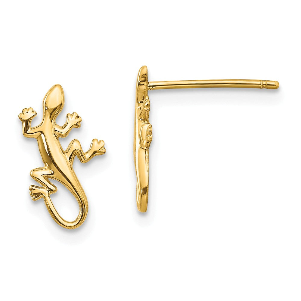 Mini Gecko Post Earrings in 14k Yellow Gold, Item E10773 by The Black Bow Jewelry Co.