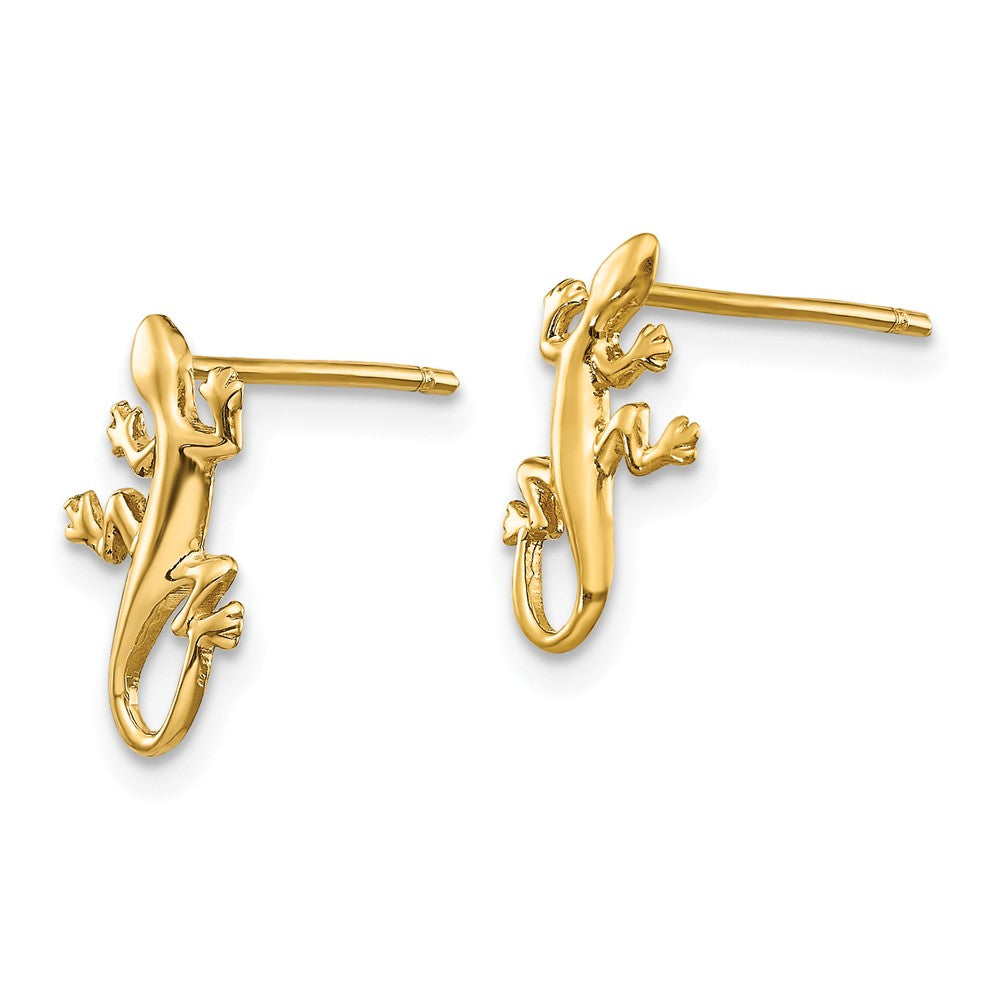 Alternate view of the Mini Gecko Post Earrings in 14k Yellow Gold by The Black Bow Jewelry Co.