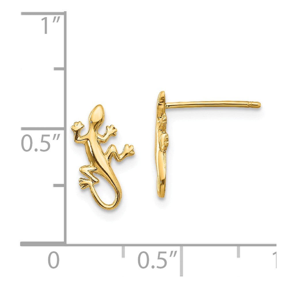Alternate view of the Mini Gecko Post Earrings in 14k Yellow Gold by The Black Bow Jewelry Co.
