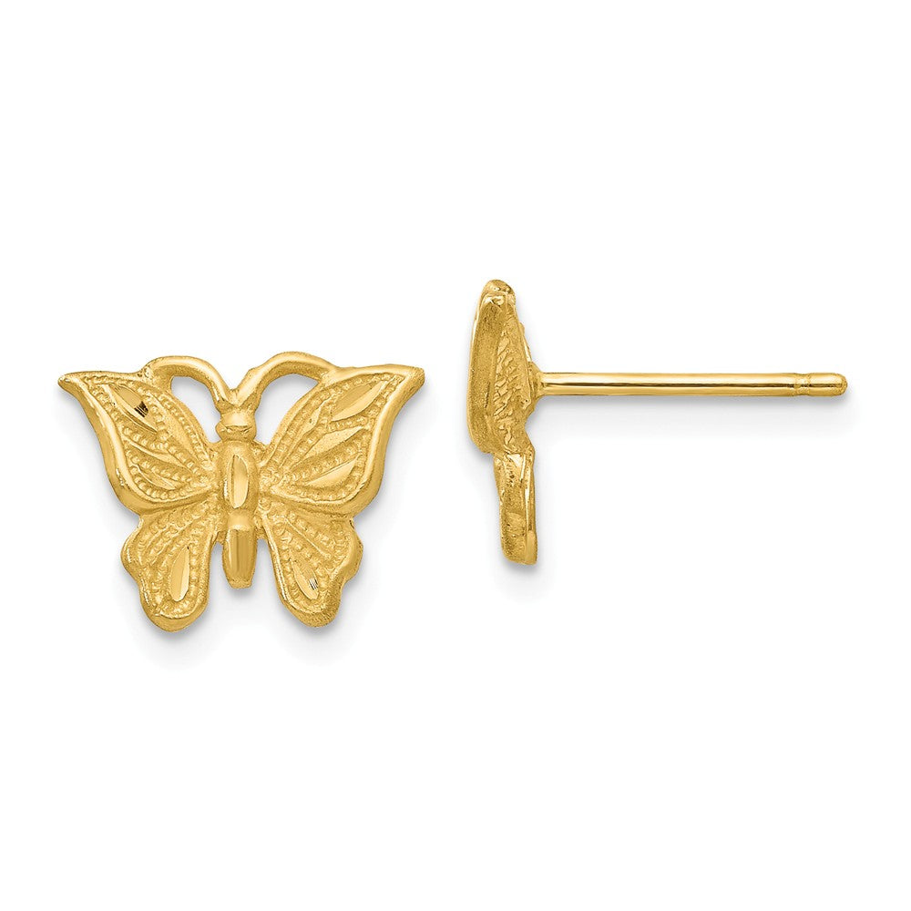 11mm Diamond Cut Butterfly Post Earrings in 14k Yellow Gold, Item E10803 by The Black Bow Jewelry Co.