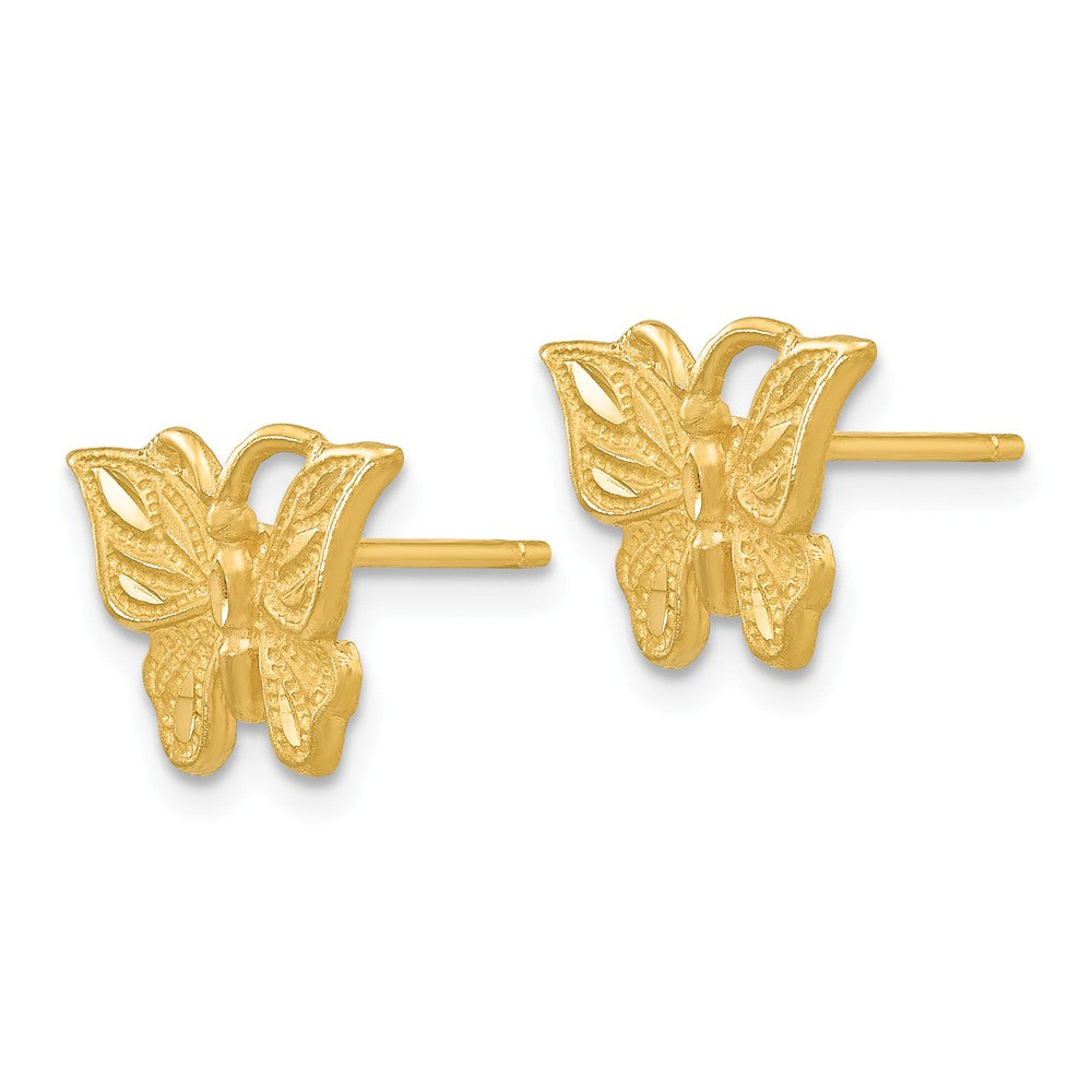 Alternate view of the 11mm Diamond Cut Butterfly Post Earrings in 14k Yellow Gold by The Black Bow Jewelry Co.