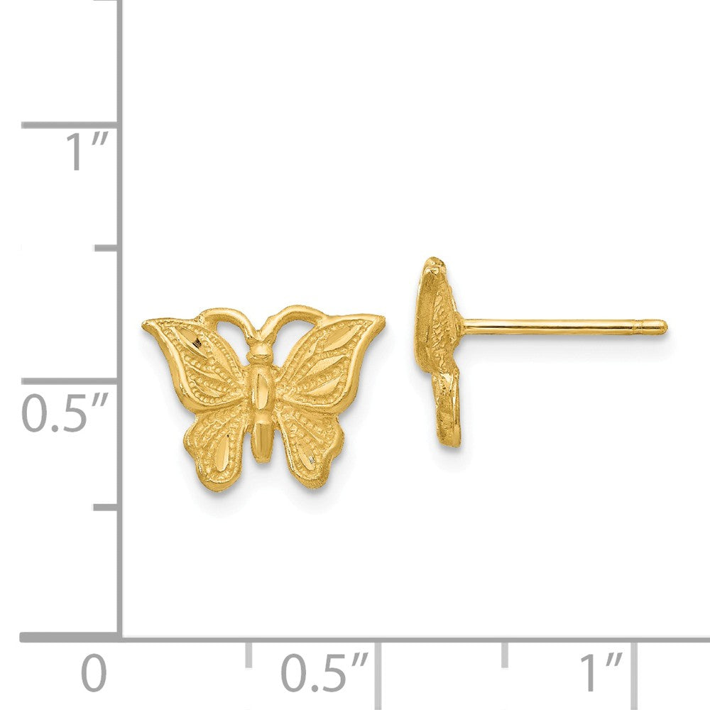Alternate view of the 11mm Diamond Cut Butterfly Post Earrings in 14k Yellow Gold by The Black Bow Jewelry Co.