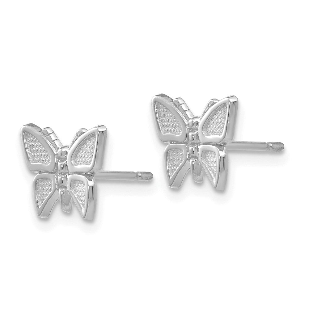 Alternate view of the 10mm Textured Butterfly Post Earrings in 14k White Gold by The Black Bow Jewelry Co.