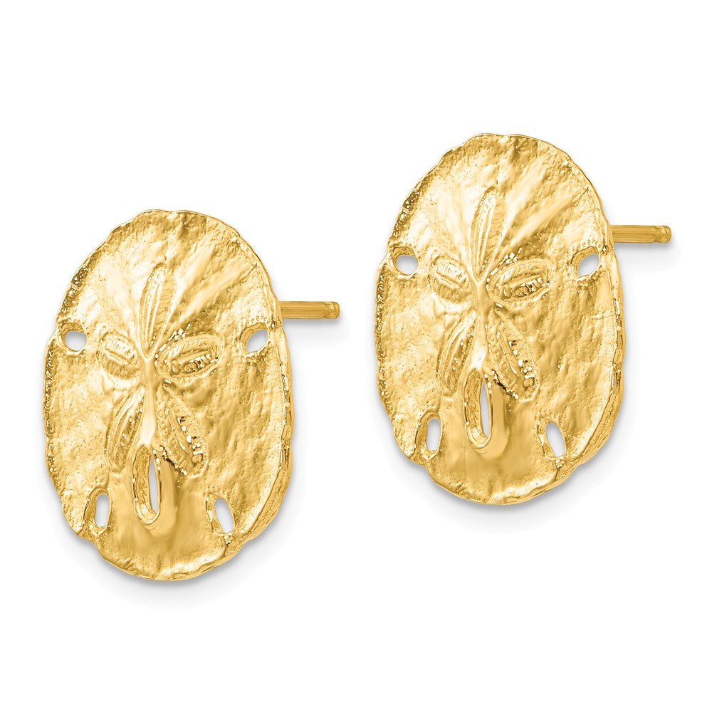 Alternate view of the 16mm Polished Sand Dollar Post Earrings in 14k Yellow Gold by The Black Bow Jewelry Co.