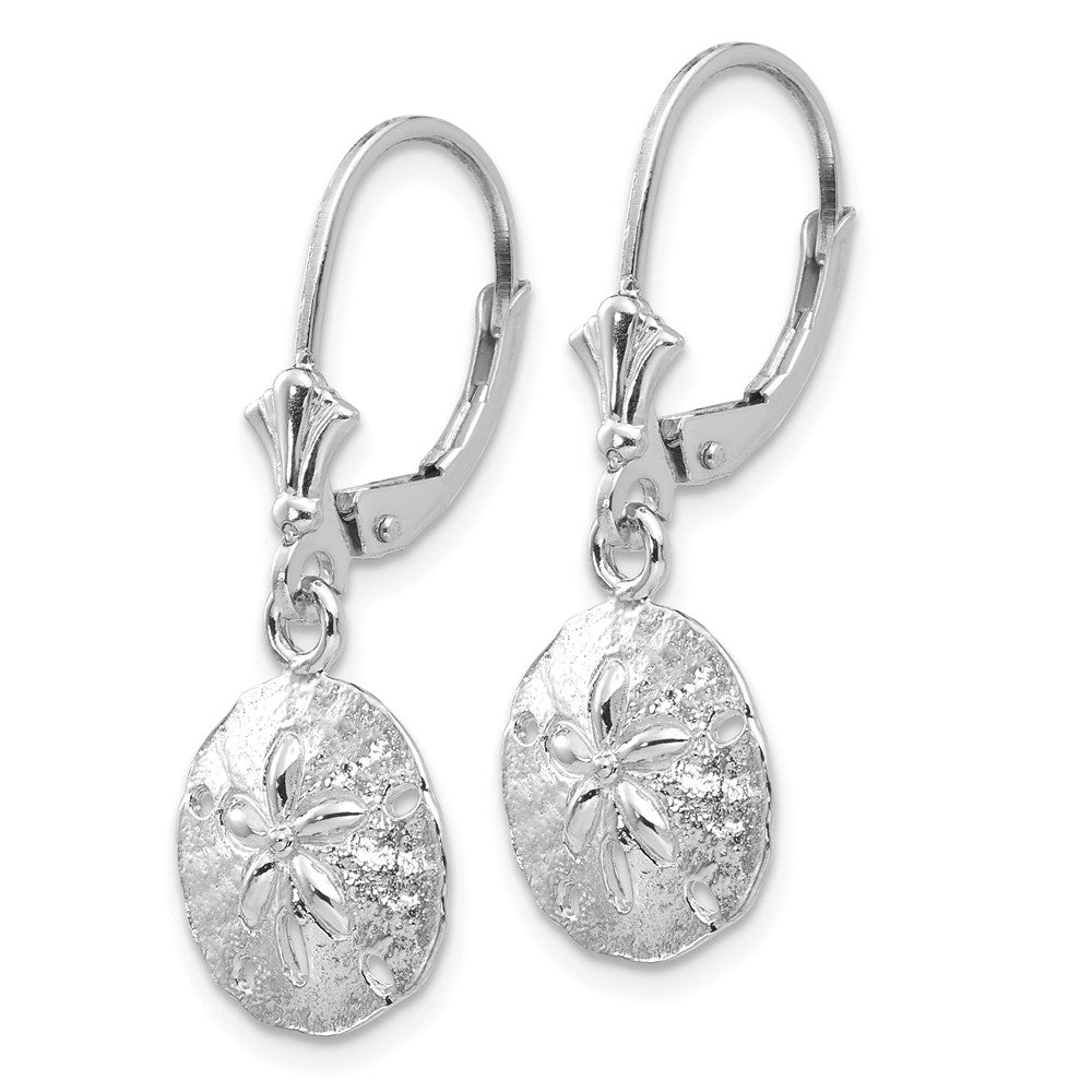 Alternate view of the 12mm Sand Dollar Lever Back Earrings in 14k White Gold by The Black Bow Jewelry Co.