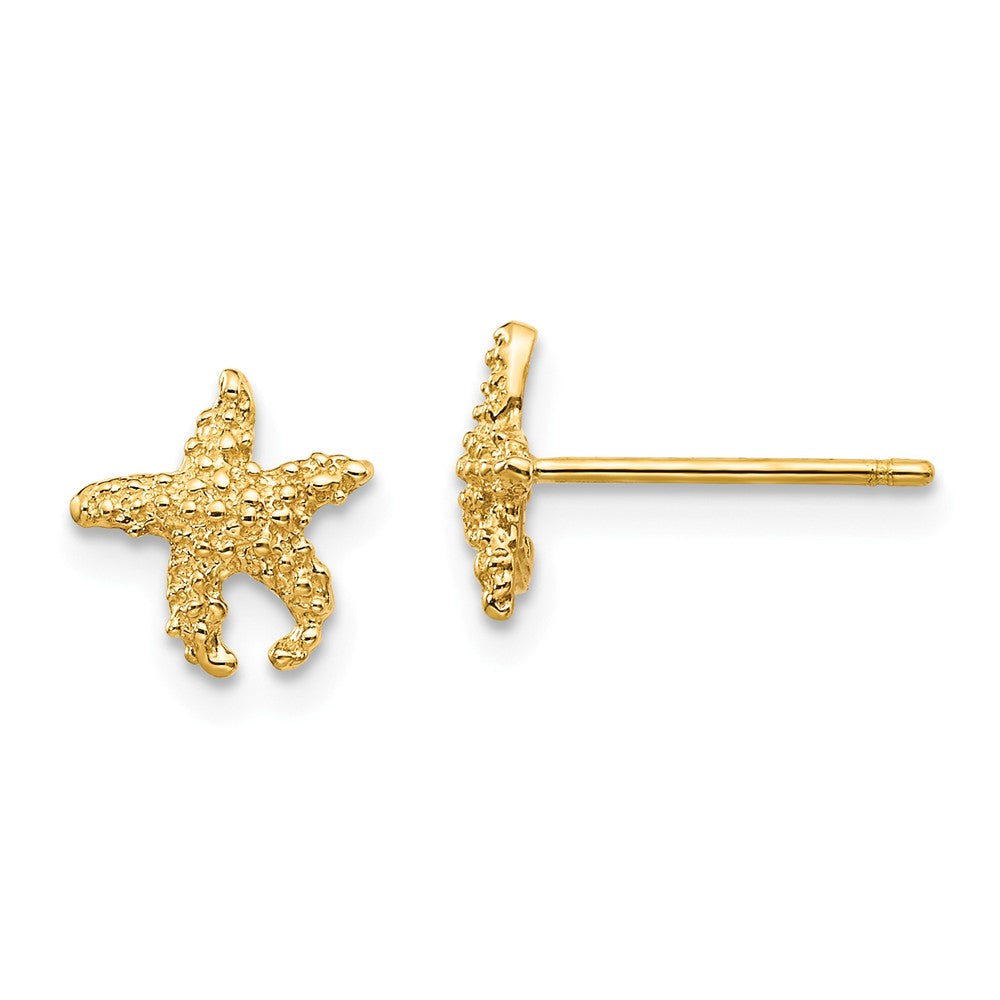 8mm Textured Starfish Post Earrings in 14k Yellow Gold, Item E10834 by The Black Bow Jewelry Co.