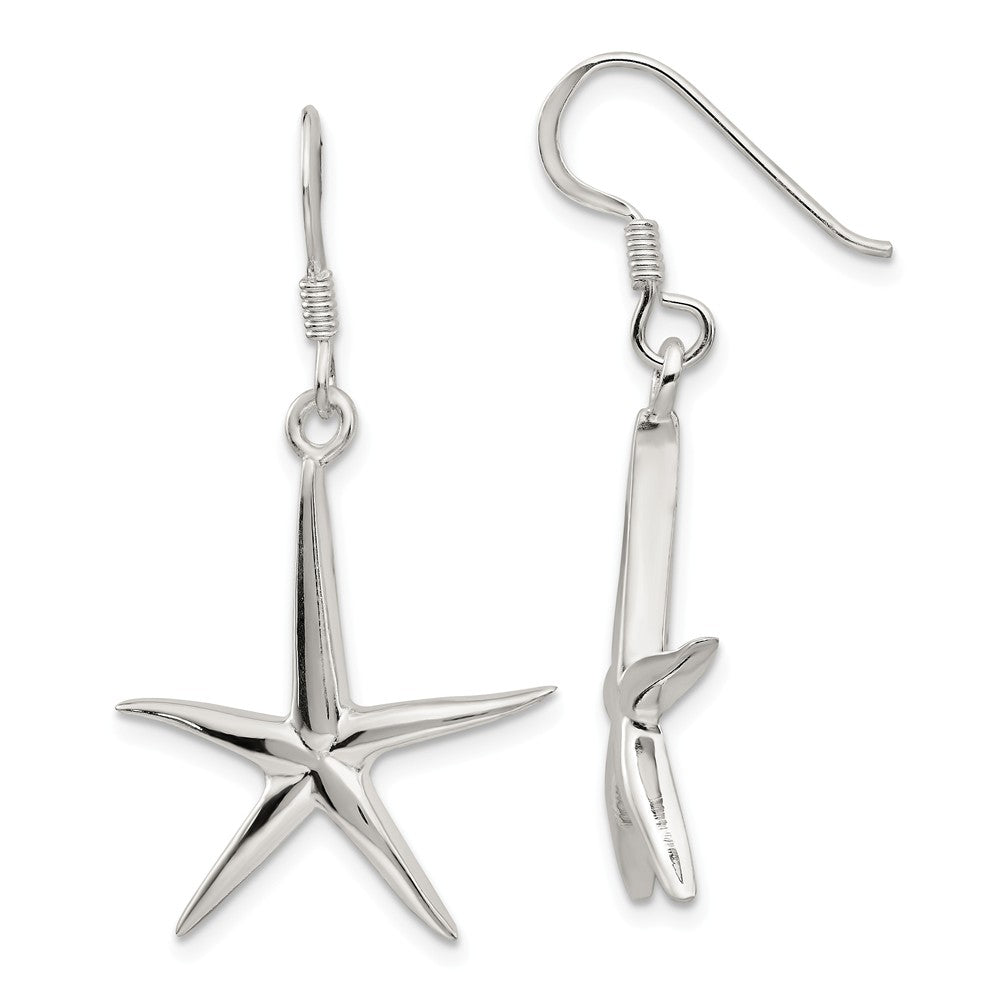 20mm Polished Pencil Starfish Dangle Earrings in Sterling Silver, Item E10856 by The Black Bow Jewelry Co.