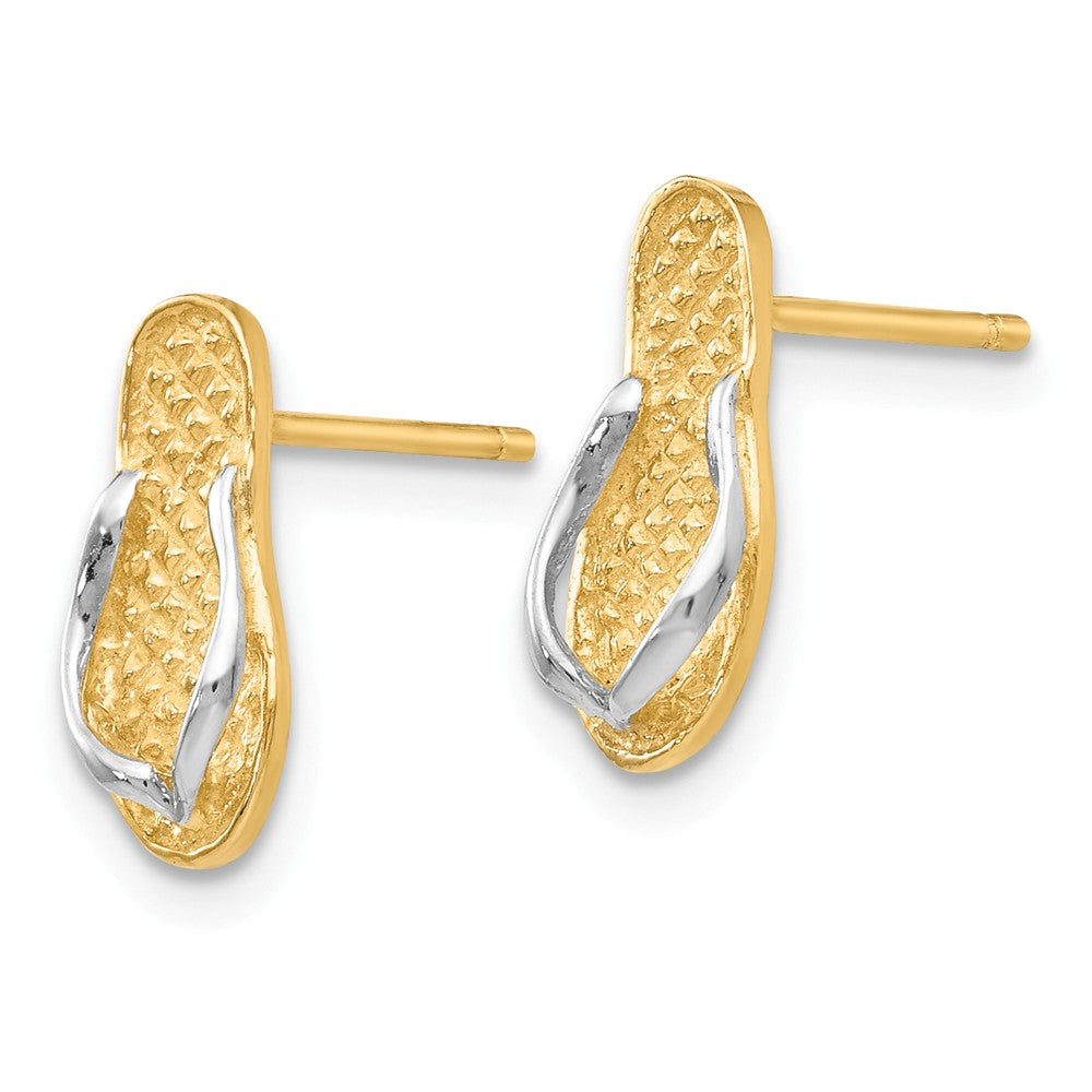 Alternate view of the Small 3D Two Tone Flip Flop Post Earrings in 14k Gold by The Black Bow Jewelry Co.