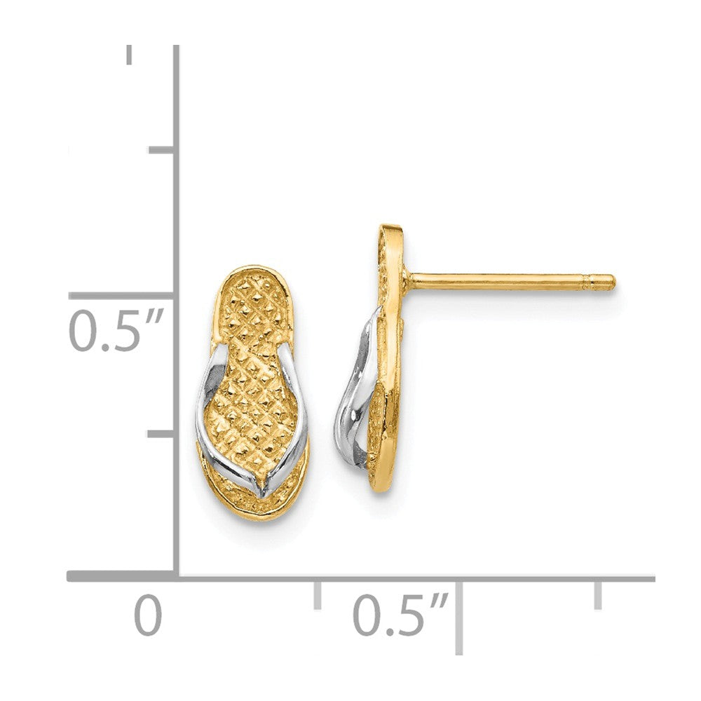 Alternate view of the Small 3D Two Tone Flip Flop Post Earrings in 14k Gold by The Black Bow Jewelry Co.