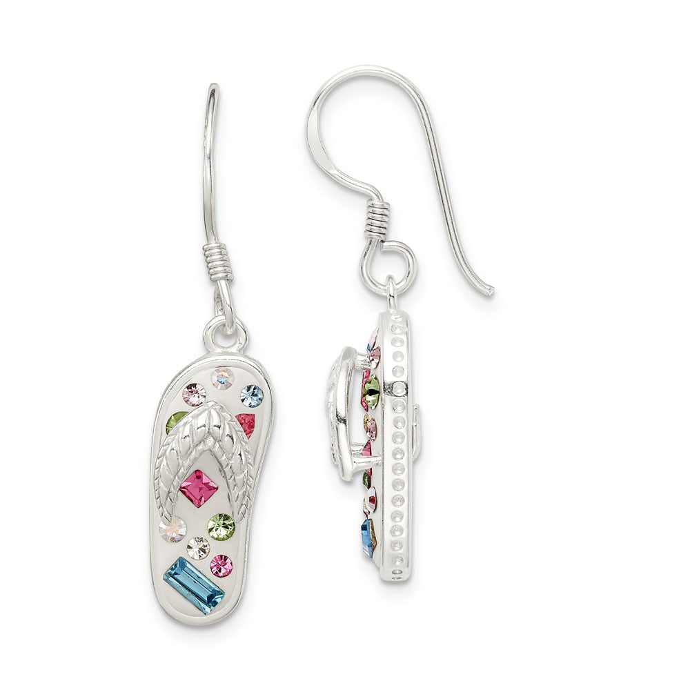 Multi Color Crystal Collage Flip flop Earrings in Sterling Silver, Item E10866 by The Black Bow Jewelry Co.