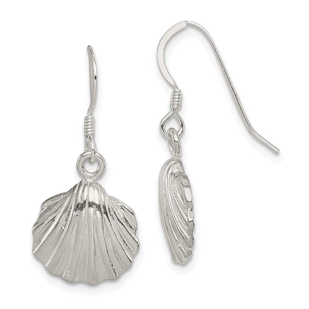 12mm Polished Seashell Dangle Earrings in Sterling Silver, Item E10868 by The Black Bow Jewelry Co.