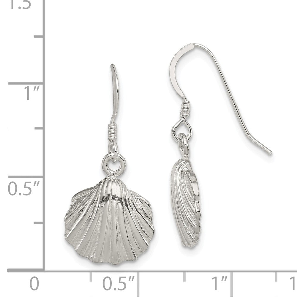 Alternate view of the 12mm Polished Seashell Dangle Earrings in Sterling Silver by The Black Bow Jewelry Co.