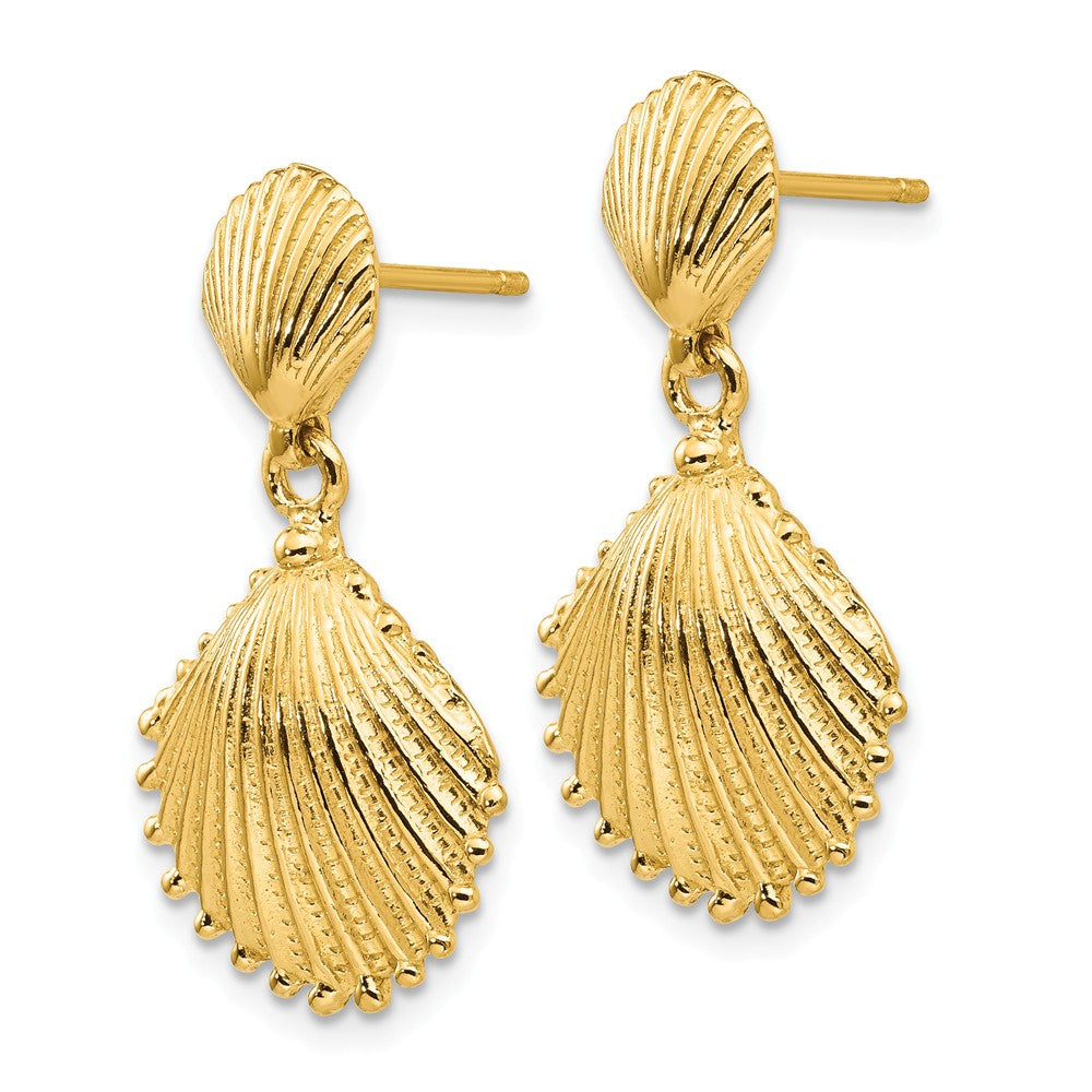 New 14k Yellow Gold Shell Earrings, Beach selling shell Earrings