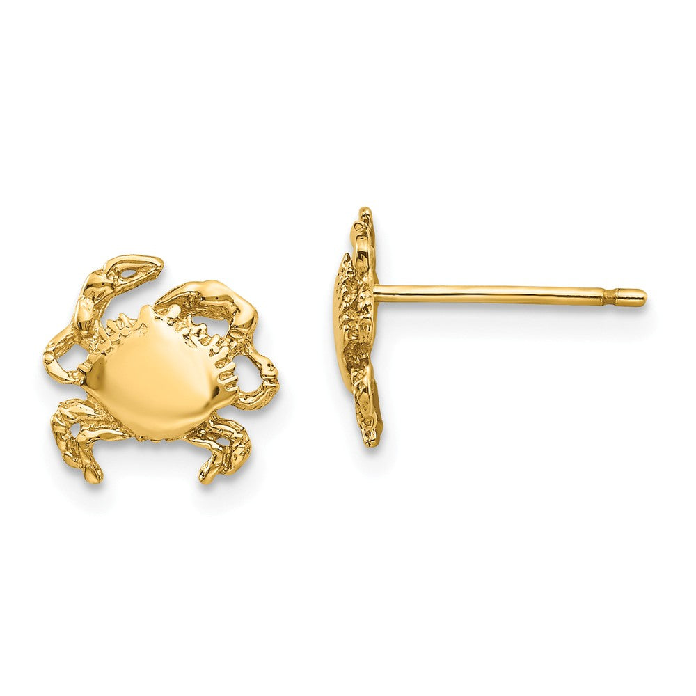 9mm Crab Post Earrings in 14k Yellow Gold, Item E10900 by The Black Bow Jewelry Co.