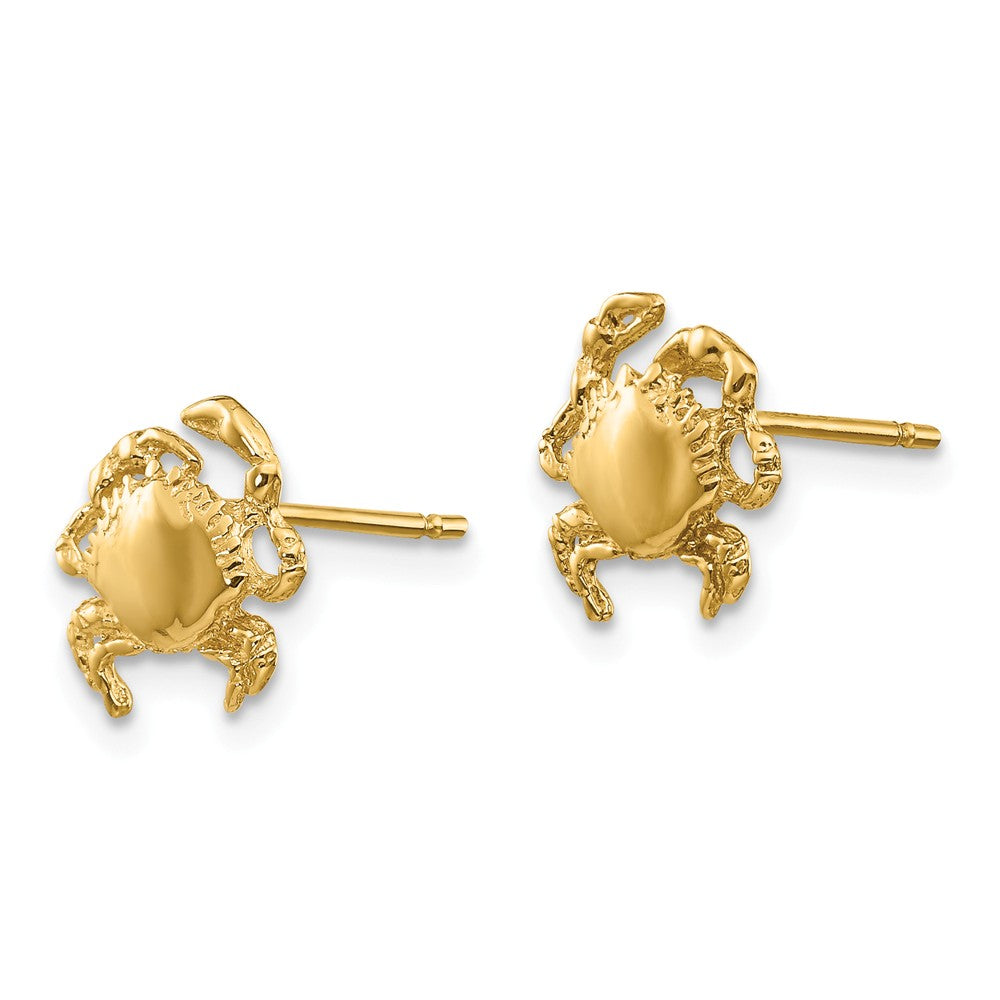 Alternate view of the 9mm Crab Post Earrings in 14k Yellow Gold by The Black Bow Jewelry Co.